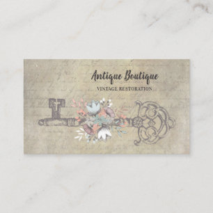 Tarjeta De Visita Restablecimiento de la vintage de la clave del esq