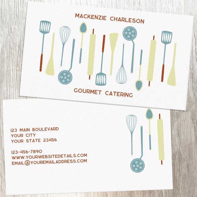 Tarjeta De Visita Restauración (Vintage Kitchen minimalist fun catering cook baker business card)