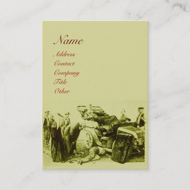 Tarjeta De Visita RESTAURACIÓN AUTOMÁTICA, AUTOMOTIVO, garaje de rep (Anverso)