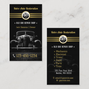 Tarjeta De Visita Restauración automática retro   Reparación elegant