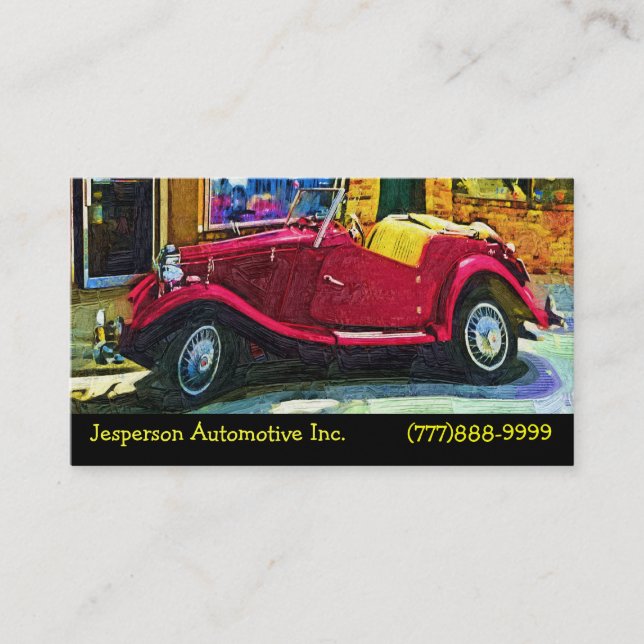 Tarjeta De Visita Restauración automotriz de coches clásicos (Anverso)