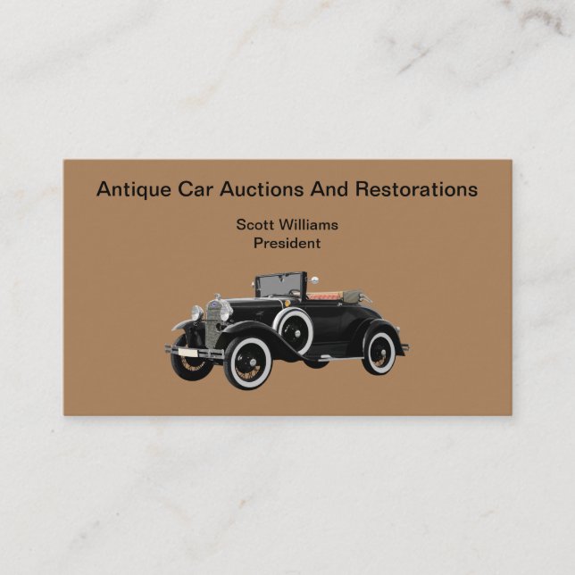 Tarjeta De Visita Restauración De Autos Antiguos Y Subastas (Anverso)