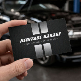 Tarjeta De Visita Restauración de Muscle Car Rayas de Carreras Negra
