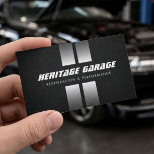 Tarjeta De Visita Restauración de Muscle Car Rayas de Carreras Negra