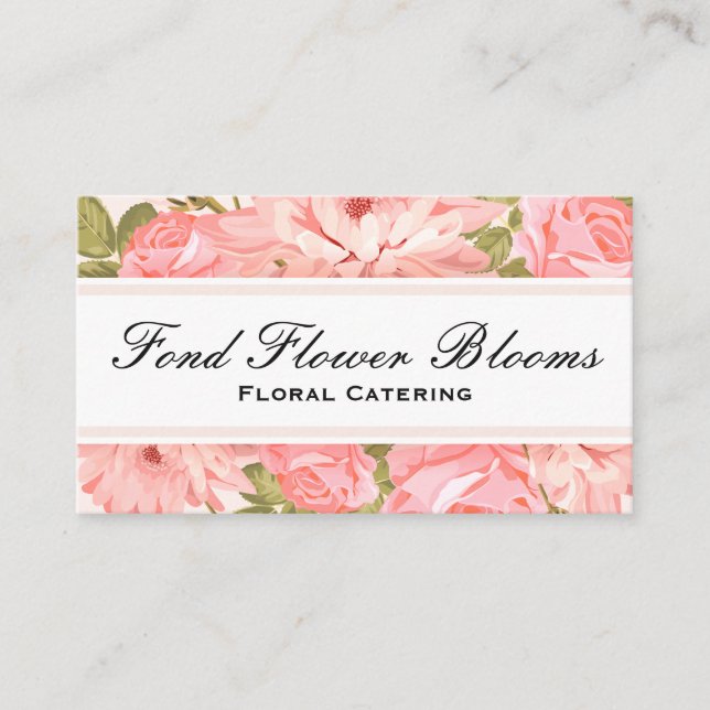 Tarjeta De Visita Restauración Floral | Flores rosas bonitos (Anverso)