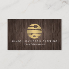 Tarjeta De Visita Restauración Luxe Gold y Woodgrain, Restaurante, C