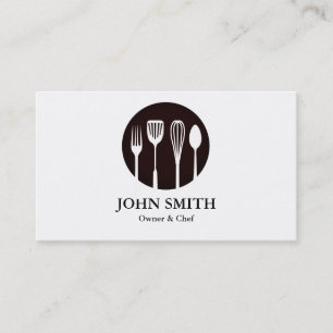 Tarjeta De Visita Restauración moderna en blanco y negro, restaurant