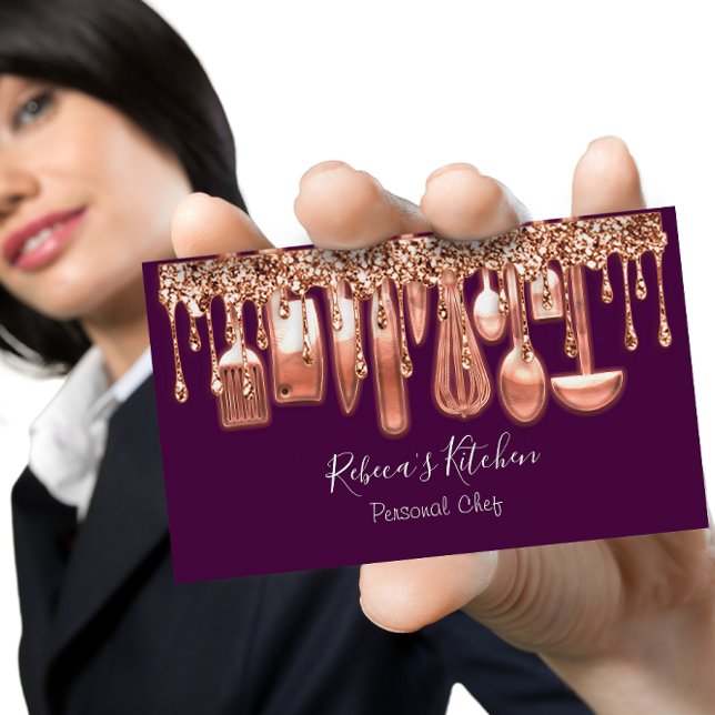 Tarjeta De Visita Restauración Personal Chef Restaurant Copper Purpl (Subido por el creador)
