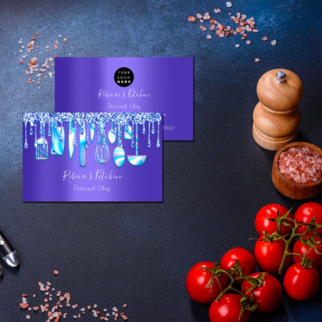 Tarjeta De Visita Restauración Personal Chef Restaurant Drip BlueKit (Catering Personal Chef Restaurant Drip BlueKitchen Business Card)