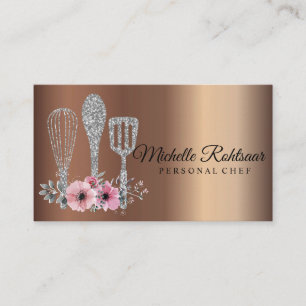 Tarjeta De Visita Restauración Personal Chef Restaurant Drip Bronze