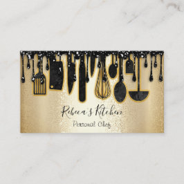 Tarjeta De Visita Restauración Personal Chef Restaurant Gold Black D
