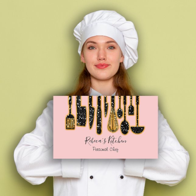 Tarjeta De Visita Restauración Personal Chef Restaurante Cocina Rosa (Catering Personal Chef Restaurant Kitchen Pink Business Card )