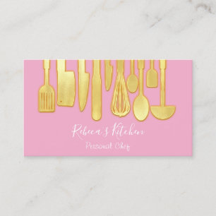 Tarjeta De Visita Restauración Personal Chef Restaurante Cocina Rosa