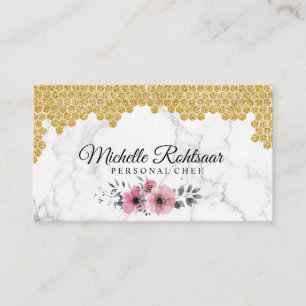 Tarjeta De Visita Restauración Personal Chef Restaurante Drip Gold