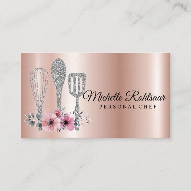 Tarjeta De Visita Restauración Personal Chef Restaurante Drip Red Go (Anverso)