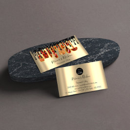 Tarjeta De Visita Restauración Personal Chef Restaurante Drip Red Go