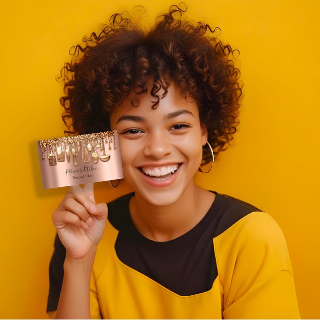 Tarjeta De Visita Restauración Personal Chef Restaurante Drip Rosa G (Catering Personal Chef Restaurant Drip Rose Gold Business Card)