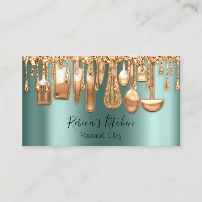 Tarjeta De Visita Restauración Personal Chef Restaurante Drip Rosa V (Anverso)