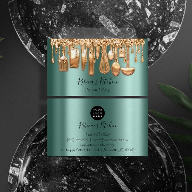 Tarjeta De Visita Restauración Personal Chef Restaurante Drip Rosa V (Subido por el creador)