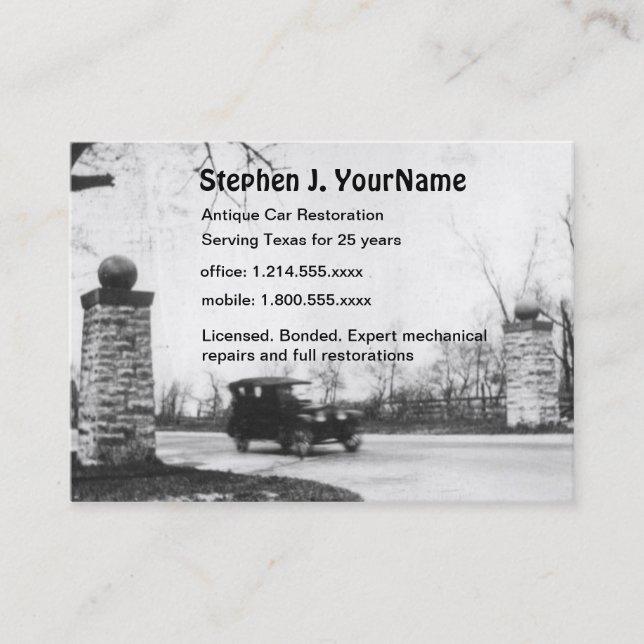 Tarjeta De Visita Restauración y reparación del mecánico de coche (Anverso)
