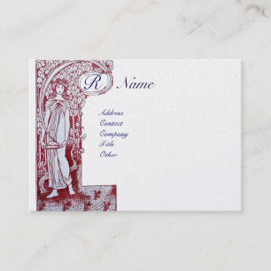 Tarjeta De Visita RESTAURANT MONOGRAMA 2 papel perla rojo y blanco