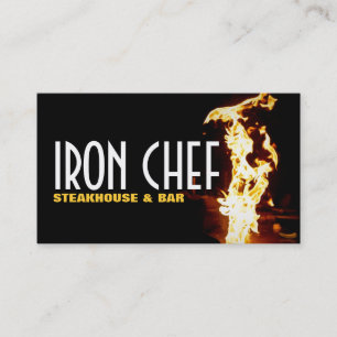 Tarjeta De Visita Restaurante Bar Clases de Cocina de Hierro Chef