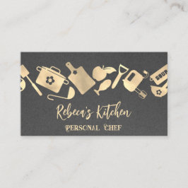 Tarjeta De Visita Restaurante Chef Personal Catering QR Kraft Gray