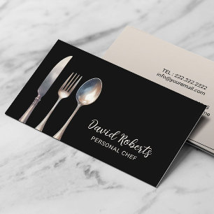 Tarjeta De Visita Restaurante Chef Profesional Black