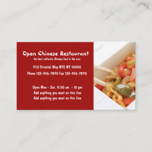 Tarjeta De Visita Restaurante chino y cocina
