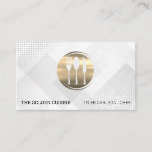 Tarjeta De Visita Restaurante Cubiertos de Oro   Servicios de Cateri