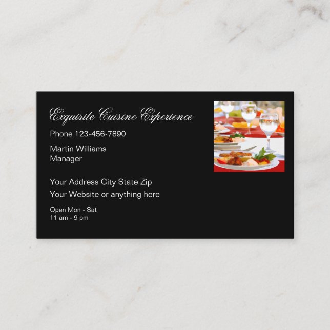 Tarjeta De Visita Restaurante de cocina elegante (Anverso)