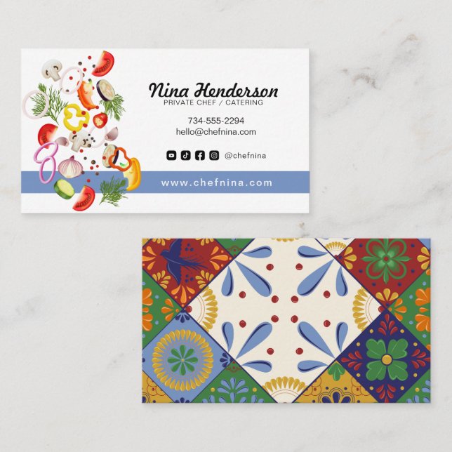 Tarjeta De Visita Restaurante De Comedor De Chef Privado Con Horno D (Anverso / Reverso)