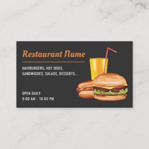 Tarjeta De Visita Restaurante de Comida Rápida Hamburguesa Perro Cal