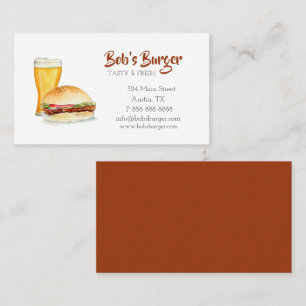 Tarjeta De Visita Restaurante de hamburguesas/comida rápida acuarela