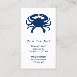 Tarjeta De Visita Restaurante de Mariscos Silueta de Cangrejo Azul M