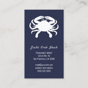 Tarjeta De Visita Restaurante de Mariscos Silueta de Cangrejo Azul M