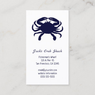 Tarjeta De Visita Restaurante de Mariscos Silueta de Cangrejo Azul O