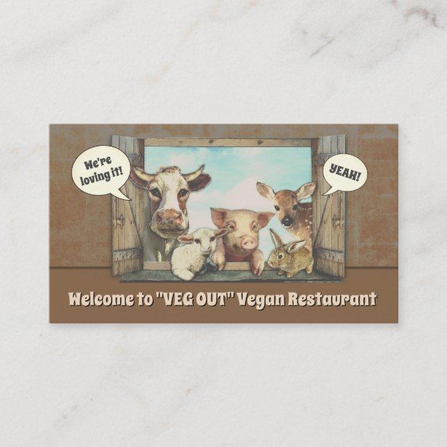 Tarjeta De Visita Restaurante del vegano (personalizable) (Anverso)