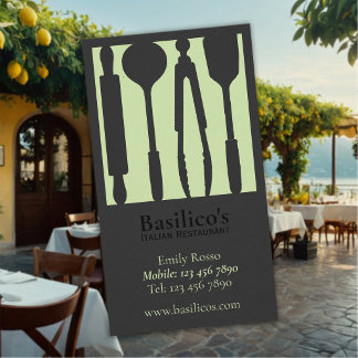 Tarjeta De Visita Restaurante Italiano de Comida Fina