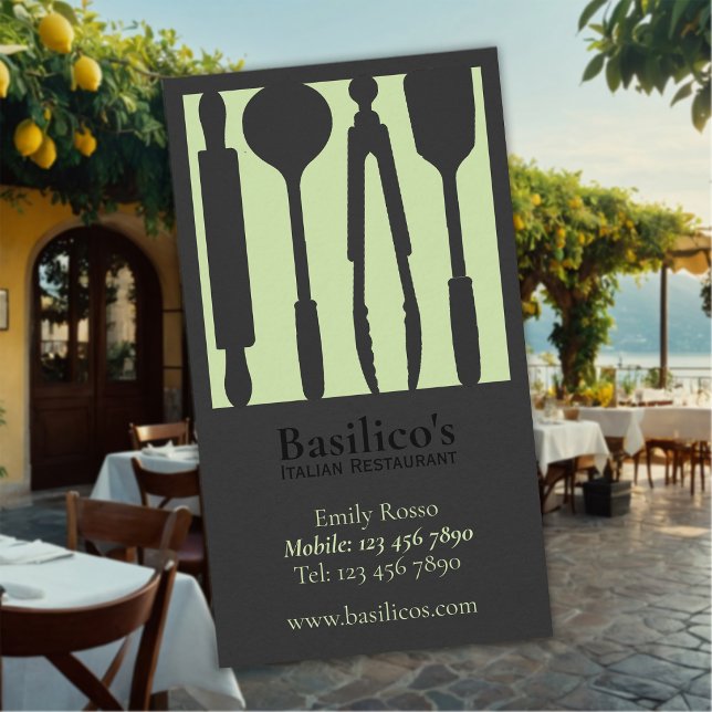 Tarjeta De Visita Restaurante Italiano de Comida Fina (Subido por el creador)