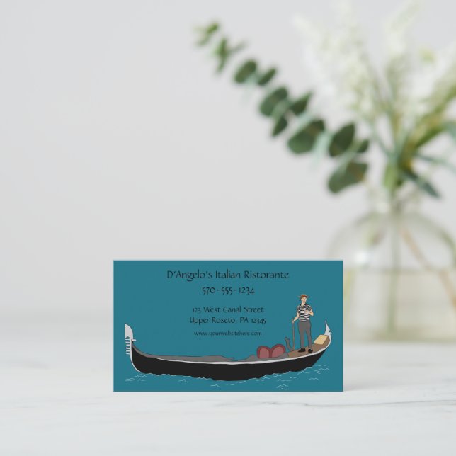 Tarjeta De Visita Restaurante italiano Gondolier y Gondola (Anverso de pie)