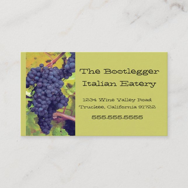 Tarjeta De Visita Restaurante italiano o Vinyard de las uvas (Anverso)