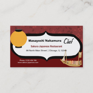 Tarjeta De Visita Restaurante japonés Chef