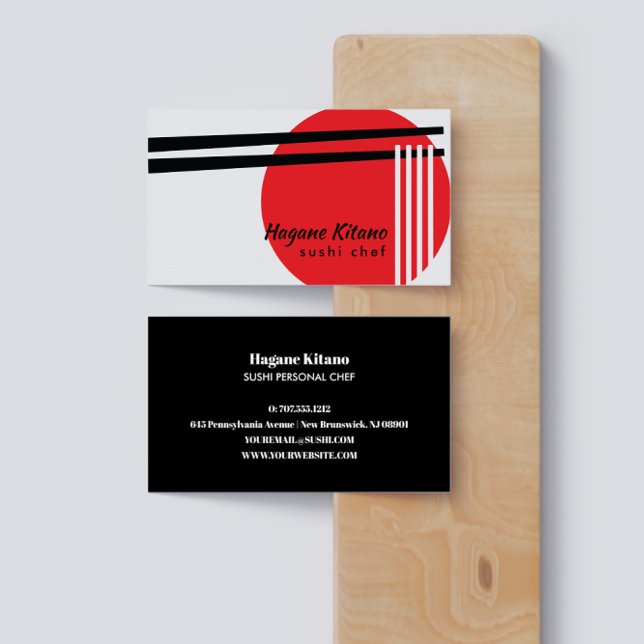 Tarjeta De Visita Restaurante japonés mínimo Ramen Sushi chef (Subido por el creador)