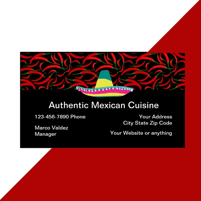 Tarjeta De Visita Restaurante mexicano auténtica cocina (Subido por el creador)