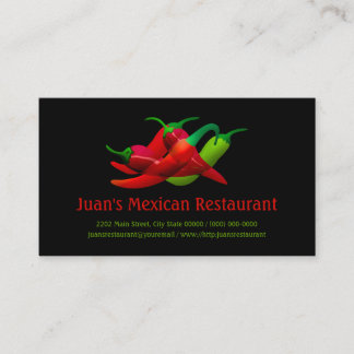 Tarjeta De Visita Restaurante mexicano Personalizado de pimientos ca