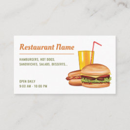 Tarjeta De Visita Restaurante moderno de comida rápida Hamburgueserí
