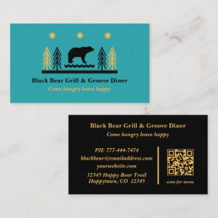 Tarjeta De Visita Restaurante Oso Negro Tribal del Suroeste Rústico 