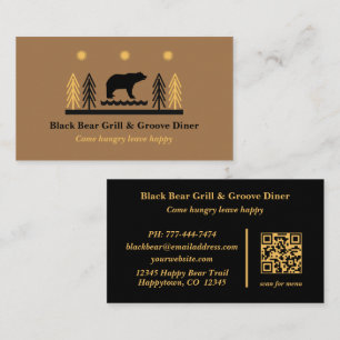 Tarjeta De Visita Restaurante Oso Negro Tribal del Suroeste Rústico