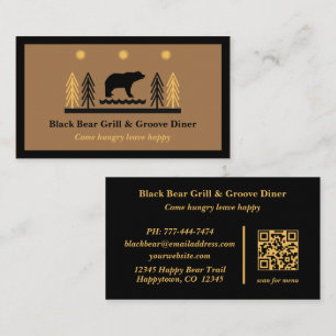 Tarjeta De Visita Restaurante Oso Negro Tribal Rústico del Suroeste